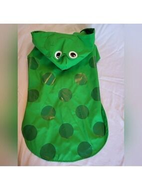 NWOT Silver Paw Frog Face Dog Raincoat with Dots Size XL